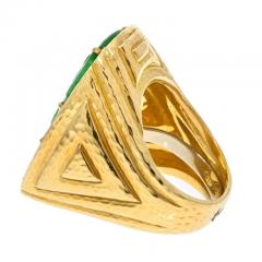 David Webb DAVID WEBB PLATINUM 18K YELLOW GOLD JADE DIAMOND HAMMERED RING - 2936129