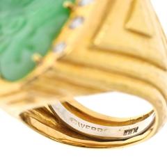 David Webb DAVID WEBB PLATINUM 18K YELLOW GOLD JADE DIAMOND HAMMERED RING - 2936134