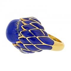 David Webb DAVID WEBB PLATINUM 18K YELLOW GOLD LAPIS AND BLUE ENAMEL RING - 3008089