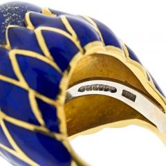 David Webb DAVID WEBB PLATINUM 18K YELLOW GOLD LAPIS AND BLUE ENAMEL RING - 3008097