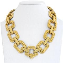 David Webb DAVID WEBB PLATINUM 18K YELLOW GOLD LARGE ANCIENT WORLD OPEN LINK NECKLACE - 2444368