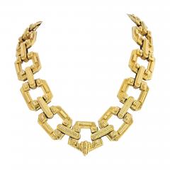 David Webb DAVID WEBB PLATINUM 18K YELLOW GOLD LARGE ANCIENT WORLD OPEN LINK NECKLACE - 2450919