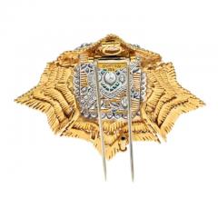 David Webb DAVID WEBB PLATINUM 18K YELLOW GOLD MALTESE DIAMOND AND EMERALD BROOCH - 3226524