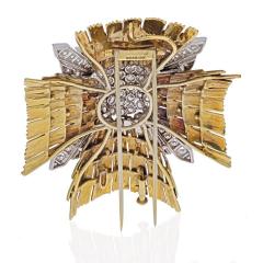 David Webb DAVID WEBB PLATINUM 18K YELLOW GOLD MALTESE DIAMOND BROOCH - 1985528
