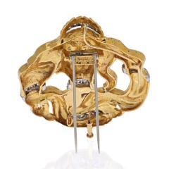 David Webb DAVID WEBB PLATINUM 18K YELLOW GOLD MEDUSA DIAMOND PENDANT BROOCH - 1985526