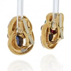 David Webb DAVID WEBB PLATINUM 18K YELLOW GOLD MULTI COLOR GEMSTONE AND DIAMOND EARRINGS - 2483963