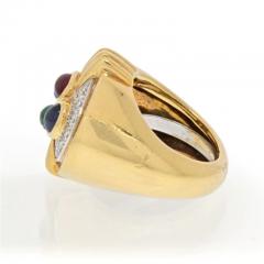 David Webb DAVID WEBB PLATINUM 18K YELLOW GOLD MULTI COLOR GEMSTONE AND DIAMOND RING - 2483960