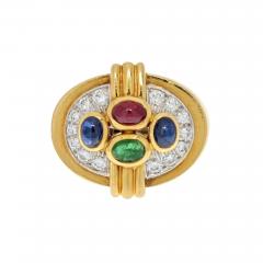 David Webb DAVID WEBB PLATINUM 18K YELLOW GOLD MULTI COLOR GEMSTONE AND DIAMOND RING - 2486077