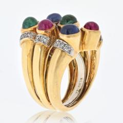 David Webb DAVID WEBB PLATINUM 18K YELLOW GOLD MULTIGEM COCKTAIL RING - 3332824