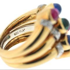 David Webb DAVID WEBB PLATINUM 18K YELLOW GOLD MULTIGEM COCKTAIL RING - 3332829