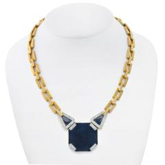 David Webb DAVID WEBB PLATINUM 18K YELLOW GOLD ONYX OCTAGON OPEN LINK CHAIN NECKLACE - 2270178