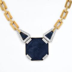 David Webb DAVID WEBB PLATINUM 18K YELLOW GOLD ONYX OCTAGON OPEN LINK CHAIN NECKLACE - 2270222