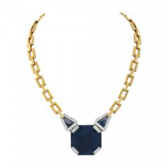 David Webb DAVID WEBB PLATINUM 18K YELLOW GOLD ONYX OCTAGON OPEN LINK CHAIN NECKLACE - 2271243