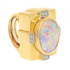 David Webb DAVID WEBB PLATINUM 18K YELLOW GOLD OPAL AND DIAMOND COCKTAIL RING - 3113388