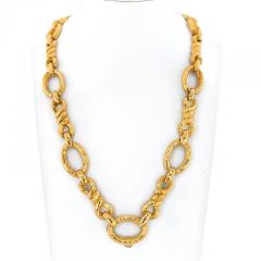 David Webb DAVID WEBB PLATINUM 18K YELLOW GOLD OPEN LINK HAMMERED NECKLACE - 3180852
