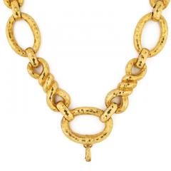 David Webb DAVID WEBB PLATINUM 18K YELLOW GOLD OPEN LINK HAMMERED NECKLACE - 3180853