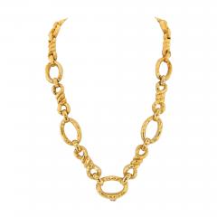 David Webb DAVID WEBB PLATINUM 18K YELLOW GOLD OPEN LINK HAMMERED NECKLACE - 3182873