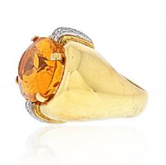David Webb DAVID WEBB PLATINUM 18K YELLOW GOLD OVAL CITRINE AND DIAMOND RING - 1963022