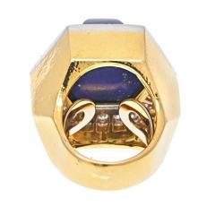 David Webb DAVID WEBB PLATINUM 18K YELLOW GOLD OVERSIZED LAPIS AND DIAMOND RING - 2979204
