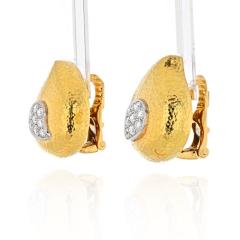 David Webb DAVID WEBB PLATINUM 18K YELLOW GOLD PAISLEY DIAMOND EARRINGS - 2390204