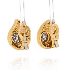 David Webb DAVID WEBB PLATINUM 18K YELLOW GOLD PAISLEY DIAMOND EARRINGS - 2390205