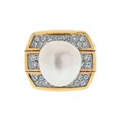 David Webb DAVID WEBB PLATINUM 18K YELLOW GOLD PEARL AND 9 00CTTW DIAMOND RING - 3345018