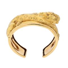 David Webb DAVID WEBB PLATINUM 18K YELLOW GOLD REPOUSSE FINISH LEOPARD BRACELET - 2562803