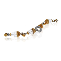 David Webb DAVID WEBB PLATINUM 18K YELLOW GOLD ROCK CRYSTAL AND DIAMOND STATIONS BRACELET - 2713071