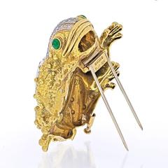 David Webb DAVID WEBB PLATINUM 18K YELLOW GOLD ROCK CRYSTAL FROG BROOCH - 1932135