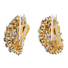 David Webb DAVID WEBB PLATINUM 18K YELLOW GOLD SAPPHIRE AND DIAMOND CLIP ON EARRINGS - 2899683