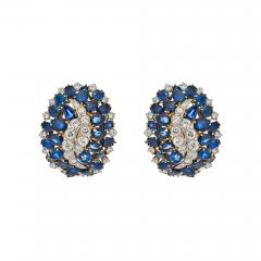 David Webb DAVID WEBB PLATINUM 18K YELLOW GOLD SAPPHIRE AND DIAMOND CLIP ON EARRINGS - 2902011