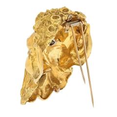 David Webb DAVID WEBB PLATINUM 18K YELLOW GOLD SATYR DIAMOND FACE BROOCH - 3321606