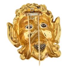 David Webb DAVID WEBB PLATINUM 18K YELLOW GOLD SATYR DIAMOND FACE BROOCH - 3321609