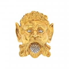 David Webb DAVID WEBB PLATINUM 18K YELLOW GOLD SATYR DIAMOND FACE BROOCH - 3324256