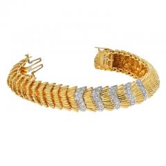 David Webb DAVID WEBB PLATINUM 18K YELLOW GOLD SCALLOPED DIAMOND BRACELET - 2936109