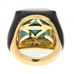 David Webb DAVID WEBB PLATINUM 18K YELLOW GOLD SUMMIT TURQUOISE AND DIAMOND RING - 2936045