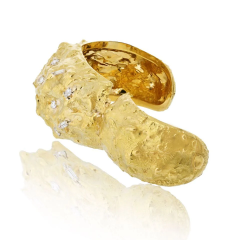David Webb DAVID WEBB PLATINUM 18K YELLOW GOLD TEXTURED DIAMOND NUGGET BRACELET - 3593885
