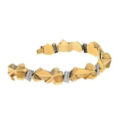 David Webb DAVID WEBB PLATINUM 18K YELLOW GOLD TEXTURED NUGGET STYLE 1 62CTS BRACELET - 2520233