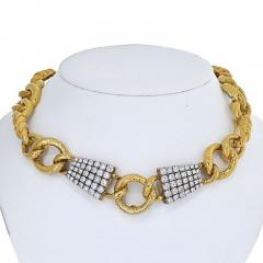David Webb DAVID WEBB PLATINUM 18K YELLOW GOLD TWISTED ROPE LINK DIAMOND COLLAR NECKLACE - 1977196