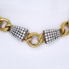 David Webb DAVID WEBB PLATINUM 18K YELLOW GOLD TWISTED ROPE LINK DIAMOND COLLAR NECKLACE - 1977197