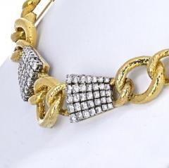 David Webb DAVID WEBB PLATINUM 18K YELLOW GOLD TWISTED ROPE LINK DIAMOND COLLAR NECKLACE - 1977198