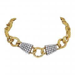 David Webb DAVID WEBB PLATINUM 18K YELLOW GOLD TWISTED ROPE LINK DIAMOND COLLAR NECKLACE - 1982008
