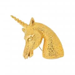 David Webb DAVID WEBB PLATINUM 18K YELLOW GOLD UNICORN BROOCH - 2486049