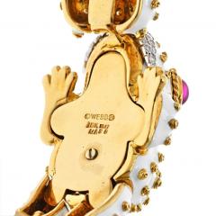 David Webb DAVID WEBB PLATINUM 18K YELLOW GOLD WHITE ENAMEL FROG WITH RUBY EYES BRACELET - 2936025