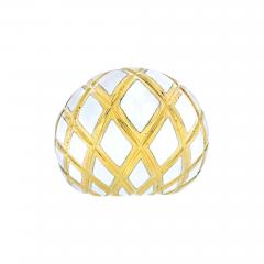 David Webb DAVID WEBB PLATINUM 18K YELLOW GOLD WHITE ENAMEL HIGH DOME RING - 2486076