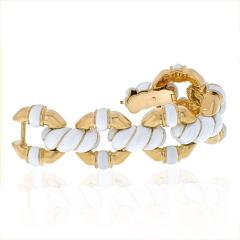 David Webb DAVID WEBB PLATINUM 18K YELLOW GOLD WHITE ENAMEL LINK BRACELET - 2029555