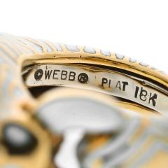 David Webb DAVID WEBB PLATINUM 18K YELLOW GOLD ZEBRA WHITE ENAMEL ANIMAL RING - 3321630