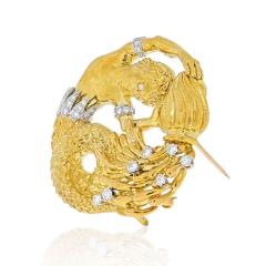David Webb DAVID WEBB PLATINUM 18K YELLOW GOLD ZODIAC AQUARIUS PENDANT - 2431605