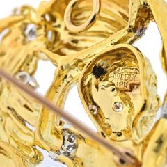 David Webb DAVID WEBB PLATINUM 18K YELLOW GOLD ZODIAC AQUARIUS PENDANT - 2431607