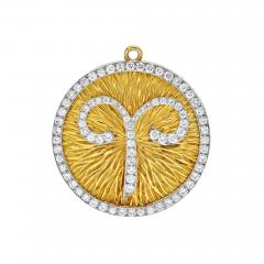 David Webb DAVID WEBB PLATINUM 18K YELLOW GOLD ZODIAC ARIES LARGE PENDANT - 2450920
